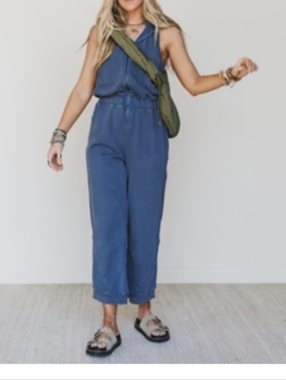 Sleeveless Blue Hooded Jumpsuit